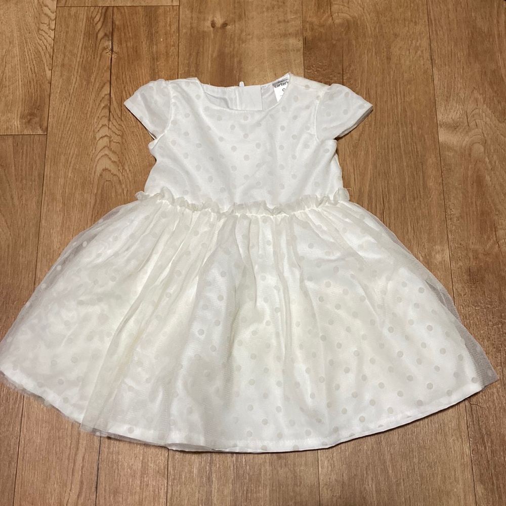 Baby Infant Girl Carter’s Holiday Dotted Cream Ivy Dress Size 9 months